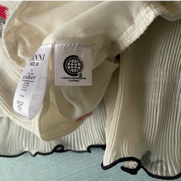 Ganni Lowell Pleated Floral-print Crepe Mini Dress In White Ruffled Sz38 - Picture 10 of 10